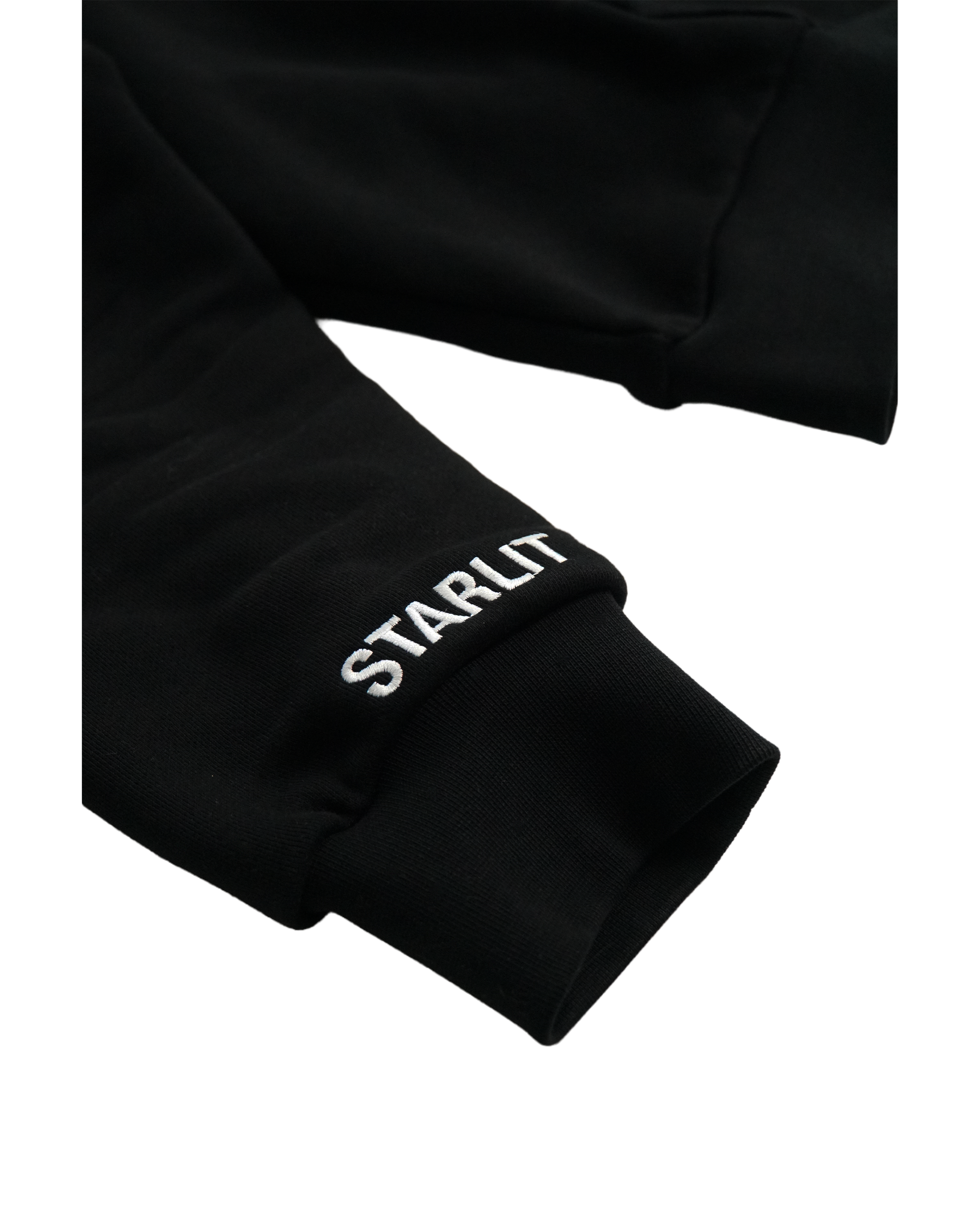 Black jacket with Starlit on a white background