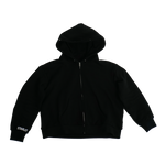 Black jacket with out fur hood on a white background