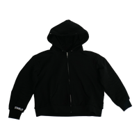Black jacket with out fur hood on a white background